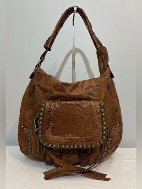 Sam Edelman Leather Tumbled Hobo Shoulder Bag Brown Y2K